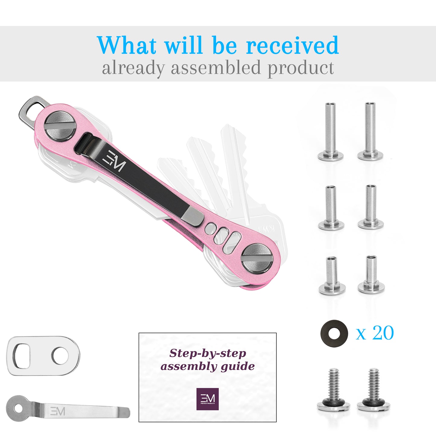 EM Compact Key Holder - Rose Gold