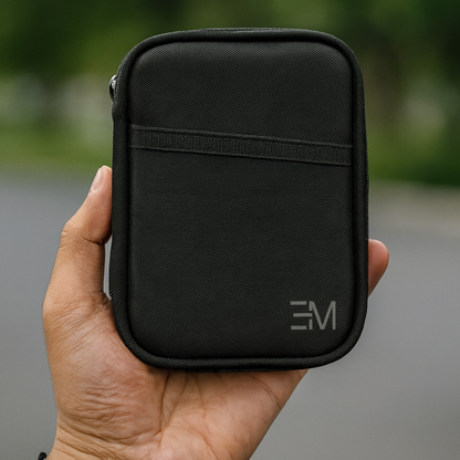 EM RFID Protection Travel Wallet & Passport Holder – Zippered Organizer Case with AirTag card holder – Holds Cards, Cash, ID, Tickets